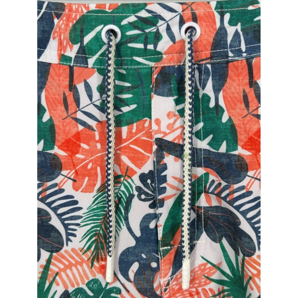 Johnnie-O Mens Medium Swim Trunks Orange Blue‎ Tropical Floral Board Shorts 7in